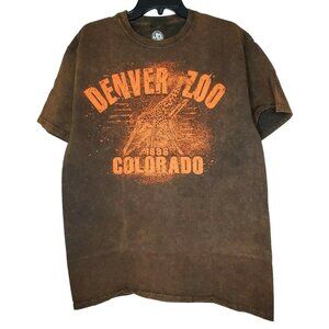 Denver Zoo Colorado 1888 Green Street Cotton Dye Ink Large %100 Cotton T Shirt